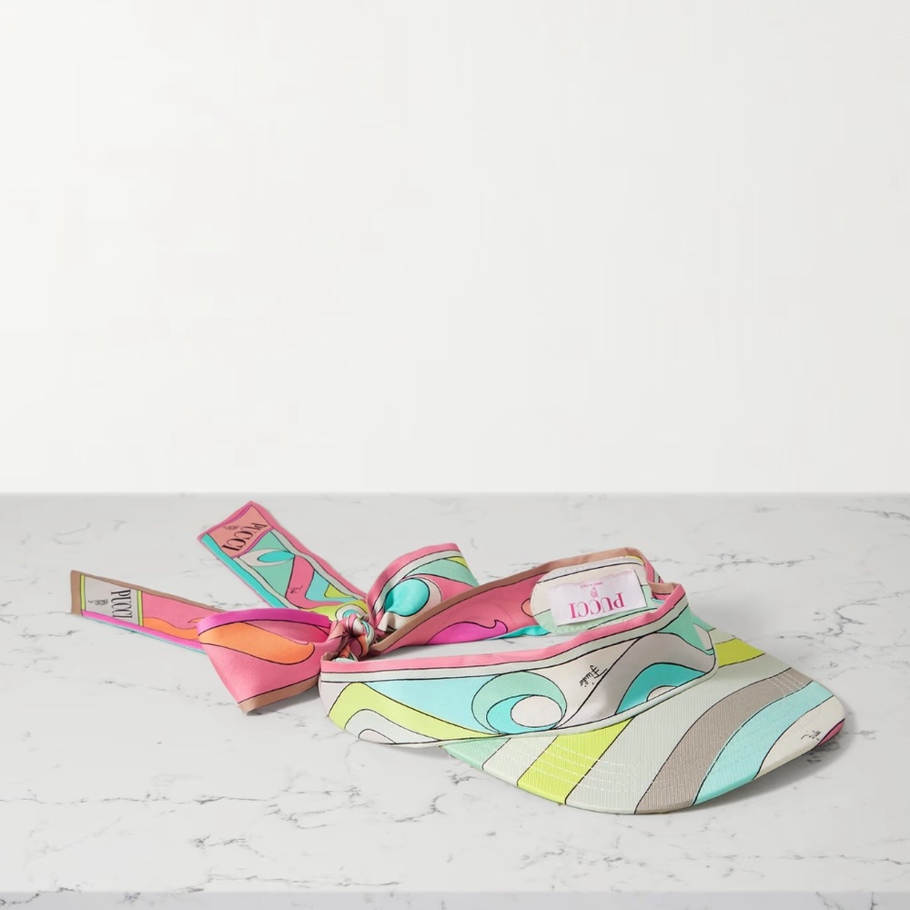 Brand New with tags: PUCCI Printed silk-twill visor